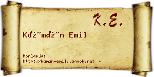 Kámán Emil névjegykártya
